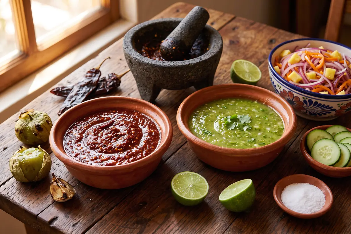 Salsas artesanales roja y verde